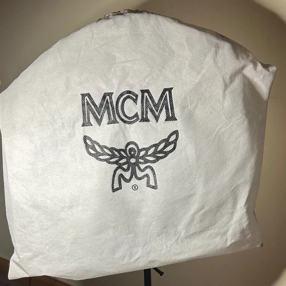 MCM Navy and Gray Monogram Shoulder Bag Leather & Denim w Dust Bag - Picture 8 of 8